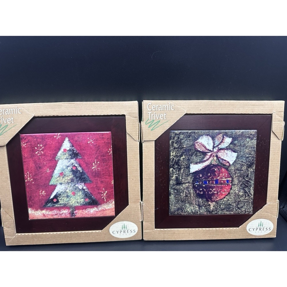 Cypress Home Ceramic Trivet Christmas Ornament Design Heat Resistant NEW Boxed